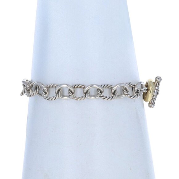 David Yurman Citrine Fancy Cable Chain Charm Bracelet 7" - 925 & Yellow Gold 18k - Picture 3 of 6